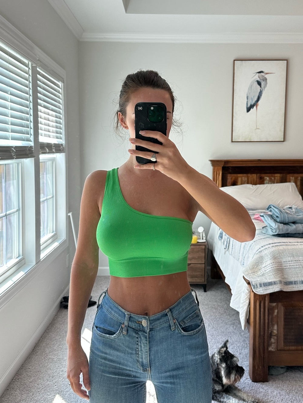 love J One-Shoulder Crop Top in Bright Green